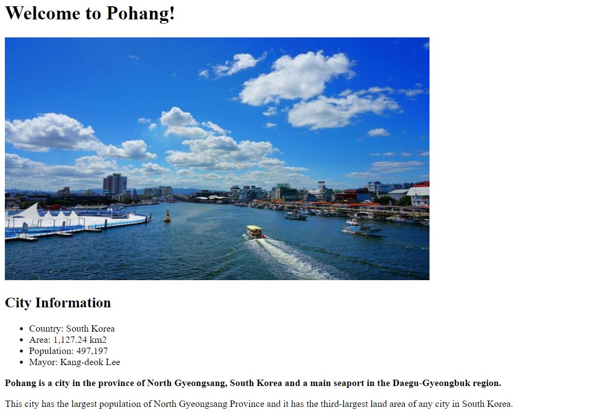 Hometown Introduction page