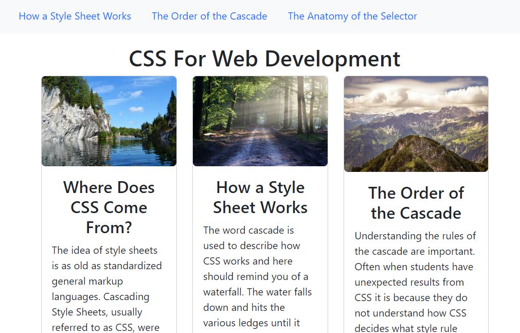 CSS Instruction Page